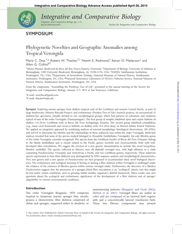 Integrative and Comparative Biology Advance Access Published April 26, 2013 Integrative and Comparative Biology Integrative and Comparative Biology, Pp