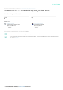Allozyme Variation of Cottontail Rabbits (Sylvilagus) from Mexico