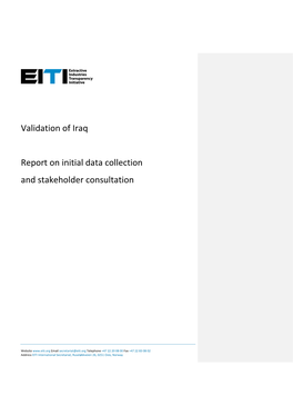 Validation of Iraq Report on Initial Data Collection and Stakeholder