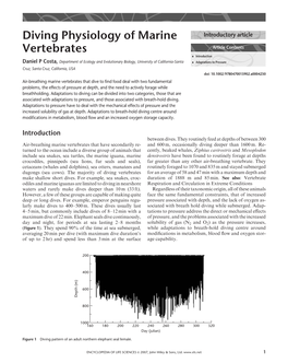 Diving Physiology of Marine Vertebrates