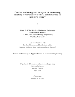 On the Modelling and Analysis of Converting Existing Canadian Residential Communities to Net-Zero Energy