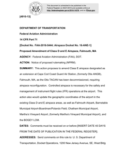 Docket No. FAA-2016-5444; Airspace Docket No