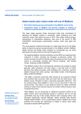 Italian Banks Plan Nation-Wide Roll-Out of Mybank