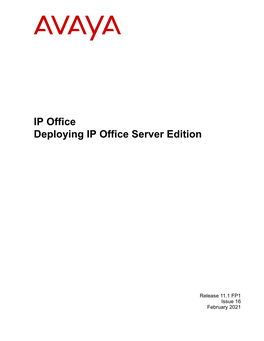 Deploying IP Office Server Edition