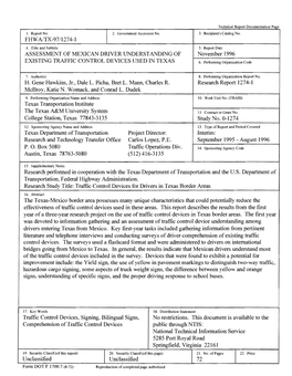 Assessment of Mexican Driver Understanding of Existing Traffic Control Devices Used in Texas