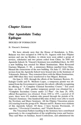 Chapter Sixteen Our Apostolate Today Epilogue