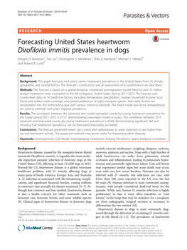 Forecasting United States Heartworm Dirofilaria Immitis Prevalence in Dogs Dwight D