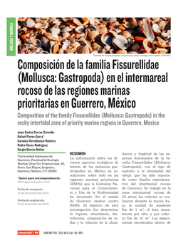 Composición De La Familia Fissurellidae (Mollusca: Gastropoda)