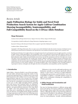 Apple Pollination Biology for Stable and Novel Fruit Production: Search