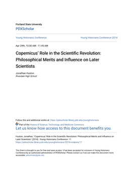 Copernicus' Role in the Scientific Revolution