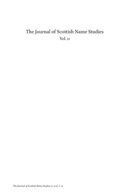 The Journal of Scottish Name Studies Vol