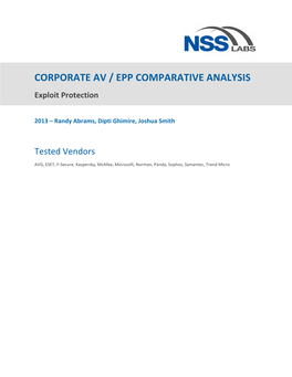 CORPORATE AV / EPP COMPARATIVE ANALYSIS Exploit Protection