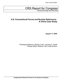 U.S. Conventional Forces and Nuclear Deterrence: a China Case Study