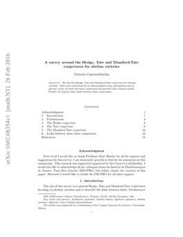 Arxiv:1602.08354V1 [Math.NT] 26 Feb 2016 M´Exico