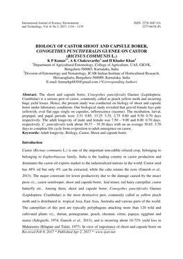 Biology of Castor Shoot and Capsule Borer, Conogethes