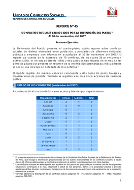 Unidad De Conflictos Sociales Reporte De Conflictos Sociales