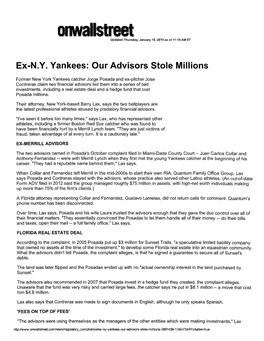 Ex-N.Y. Yankees: Our Advisors Stole Millions