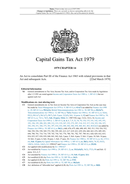 Capital Gains Tax Act 1979 (Repealed 6.3.1992)