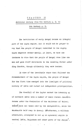 Political History from 6Th Century A. D. to 9Th Century A. D. the Territories