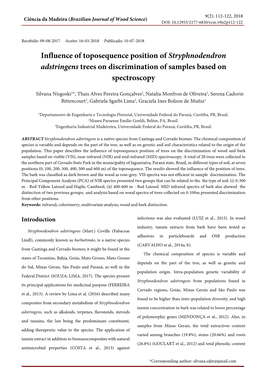 Influence of Toposequence Position of Stryphnodendron Adstringens Trees on Discrimination of Samples Based on Spectroscopy