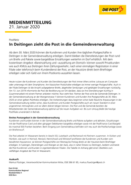 MEDIENMITTEILUNG 21. Januar 2020