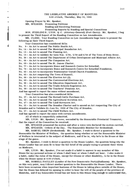 THE LEGISLATIVE ASSEMBLY of MANITOBA 8:00 O'clock, Thursday, May 16, 1968