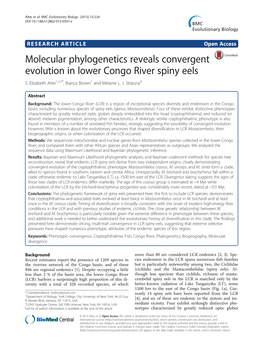 Molecular Phylogenetics Reveals Convergent Evolution in Lower Congo River Spiny Eels S