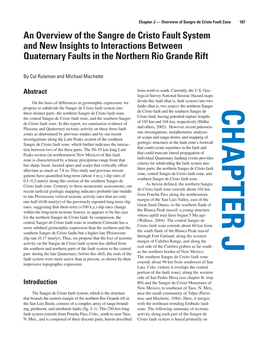 An Overview of the Sangre De Cristo Fault System and New Insights To