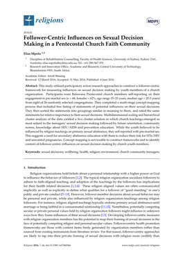 Follower-Centric Influences on Sexual Decision Making in a Pentecostal