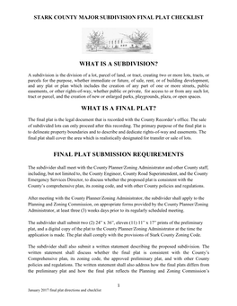 What Is a Subdivision? What Is a Final Plat? Final Plat Submission Requirements