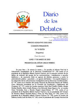 Periodo Legislativo 2002-2003 Comisión Permanente 24.ª B