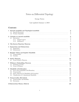 Notes on Differential Topology