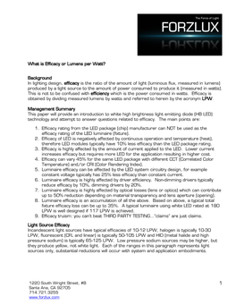 What Is Efficacy Or Lumens Per Watt? Background in Lighting Design