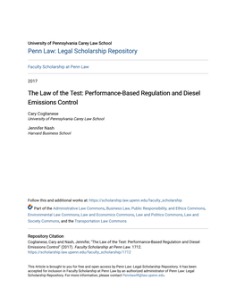 Performance-Based Regulation and Diesel Emissions Control