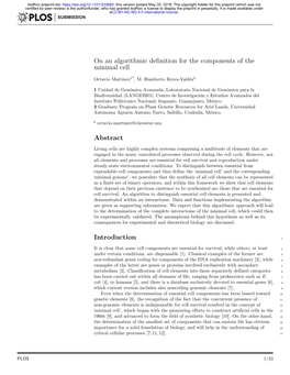 On an Algorithmic Definition for the Components of the Minimal Cell