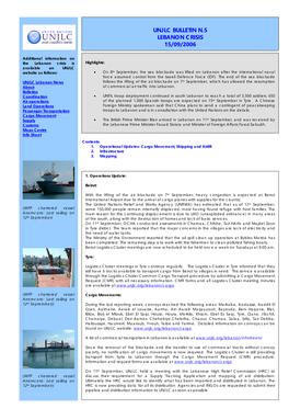 Unjlc Bulletin N.5 Lebanon Crisis 15/09/2006