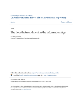 The Fourth Amendment in the Information Age, 1 Va