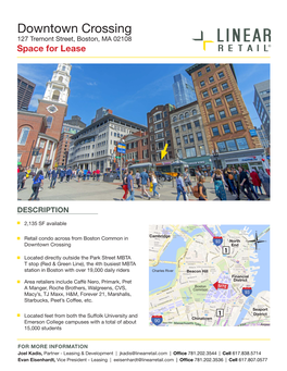 Downtown Crossing 127 Tremont Street, Boston, MA 02108 Space for Lease