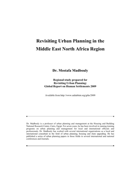 Revisiting Urban Planning in the Middle East North Africa Region