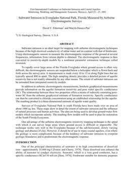 Saltwater Intrusion in Everglades National Park, Florida Measured by Airborne Electromagnetic Surveys