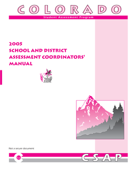 2005 School and District Assessment Coordinators' Manual