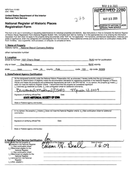 National Register of Historic Places Registration Form MAR 2 3 2009
