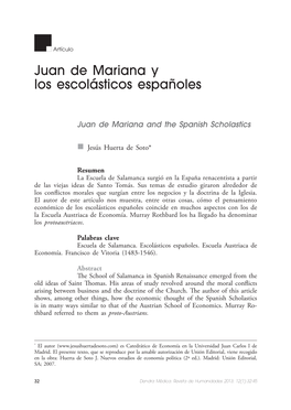 Juan De Mariana Y Los Escolásticos Españoles