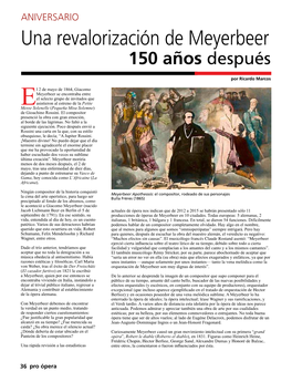 Una Revalorización De Meyerbeer 150 Años Después