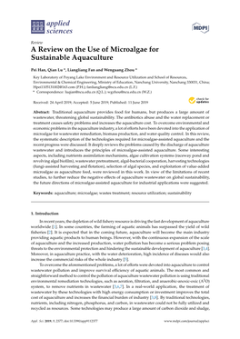 A Review on the Use of Microalgae for Sustainable Aquaculture