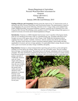 Goatsrue Plant Pest Risk Assessment