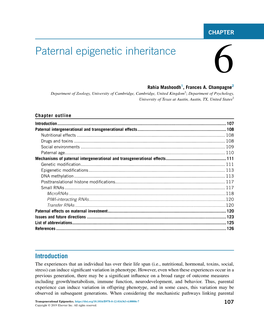 Transgenerational Epigenetics