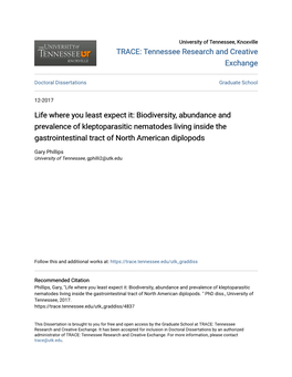 Biodiversity, Abundance and Prevalence of Kleptoparasitic Nematodes Living Inside the Gastrointestinal Tract of North American Diplopods