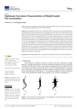 Optimum Curvature Characteristics of Body/Caudal Fin Locomotion