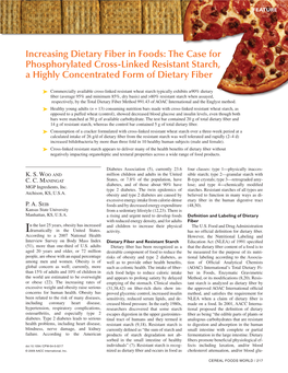 Increasing Dietary Fiber in Foods: the Case for Phosphorylated Cross-Linked Resistant Starch, a Highly Concentrated Form of Dietary Fiber